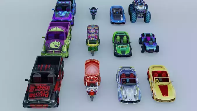 Car game Clown Car  Sports Car- Emerald Flash Sports Car- FFCS 3D model
