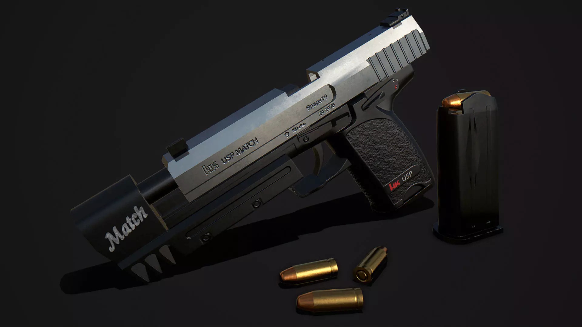 USP Match Low-poly 3D model_0