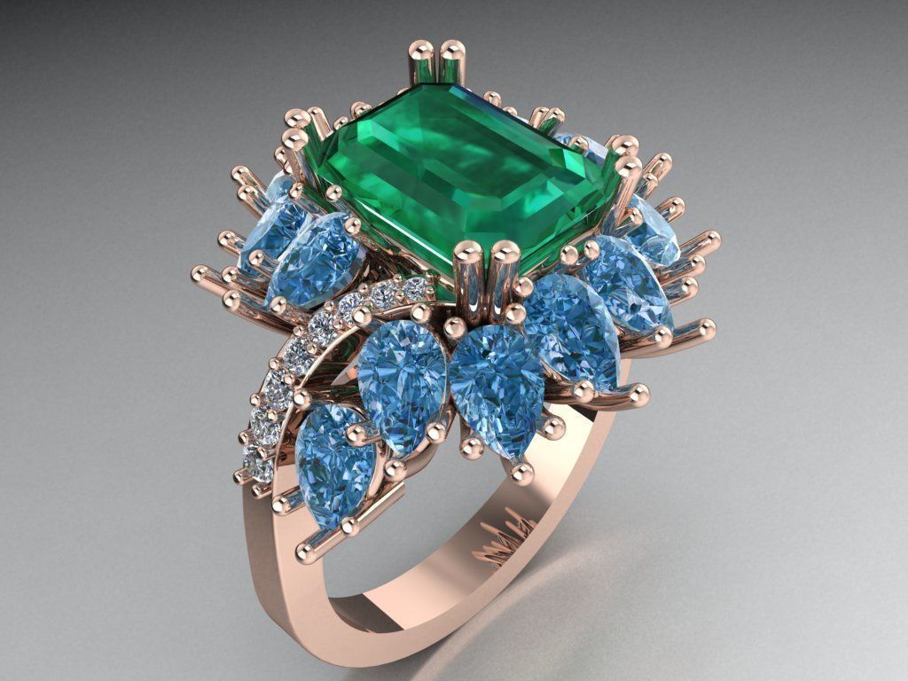 Emerald Ring  535 3D print model_2
