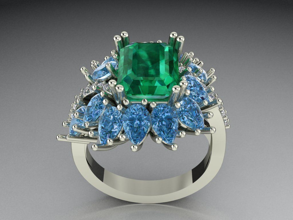 Emerald Ring  535 3D print model_1