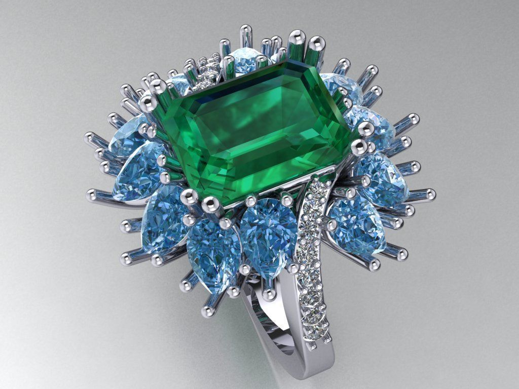 Emerald Ring  535 3D print model_3