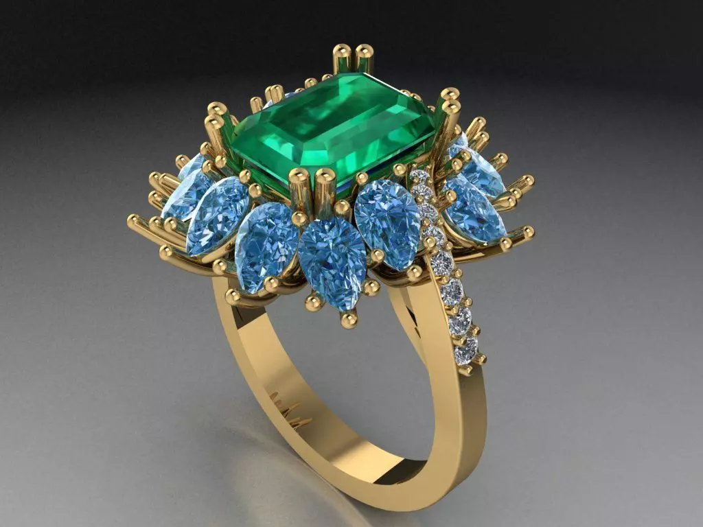 Emerald Ring  535 3D print model_0