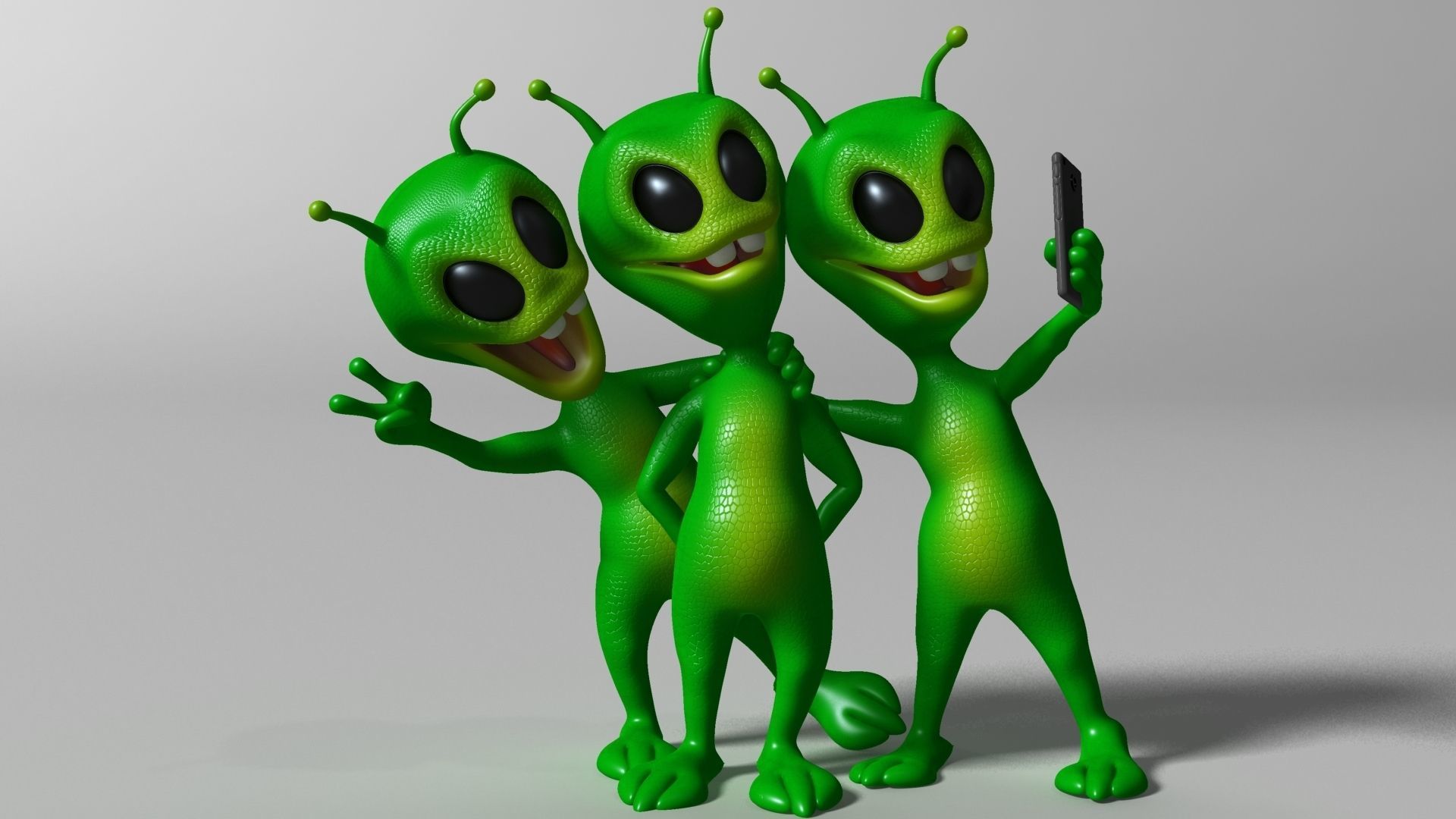 Cartoon alien RIGGED Low-poly 3D model_1
