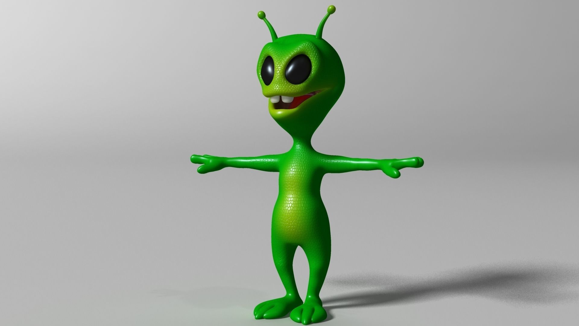 Cartoon alien RIGGED Low-poly 3D model_3