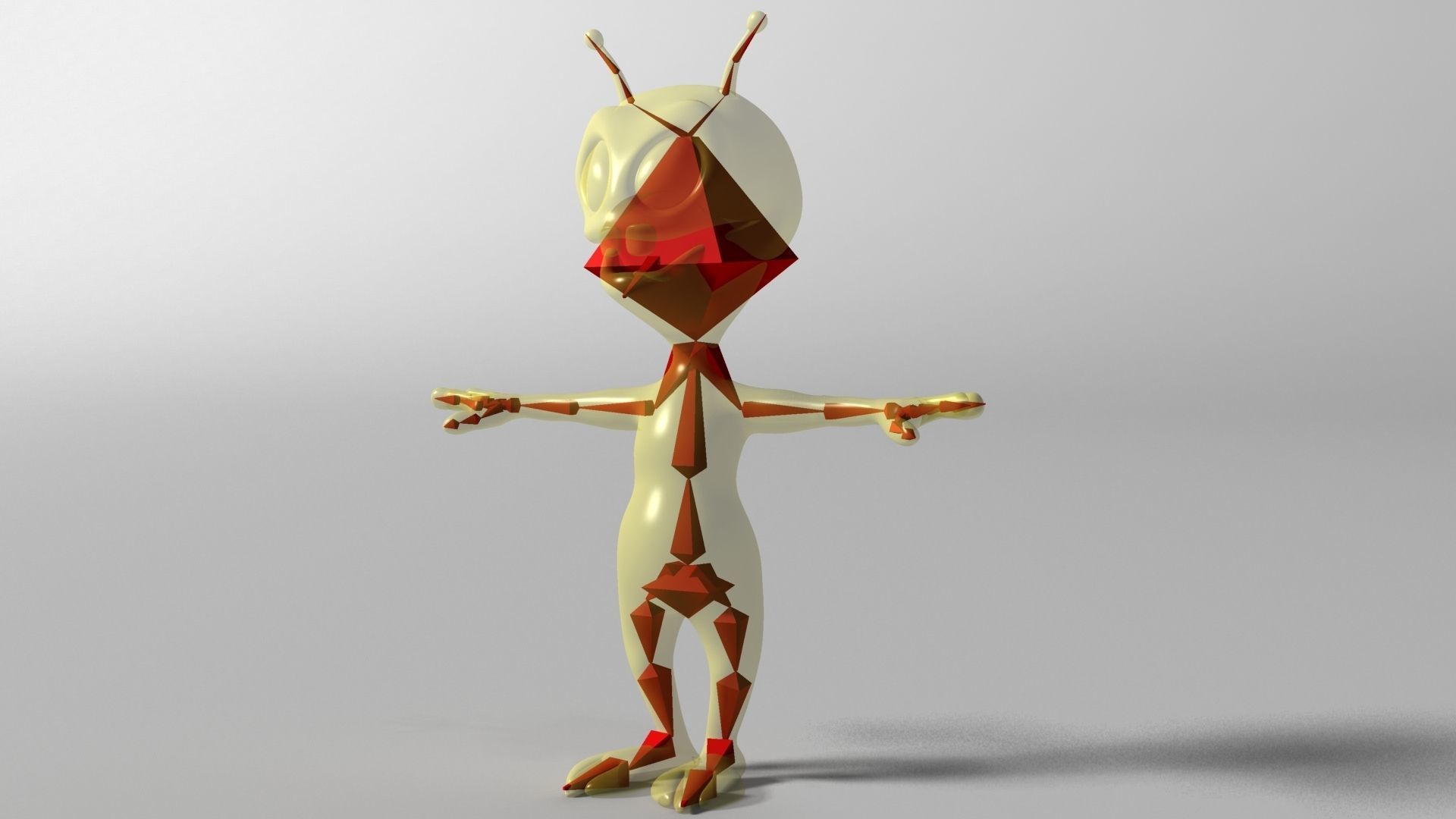 Cartoon alien RIGGED Low-poly 3D model_9