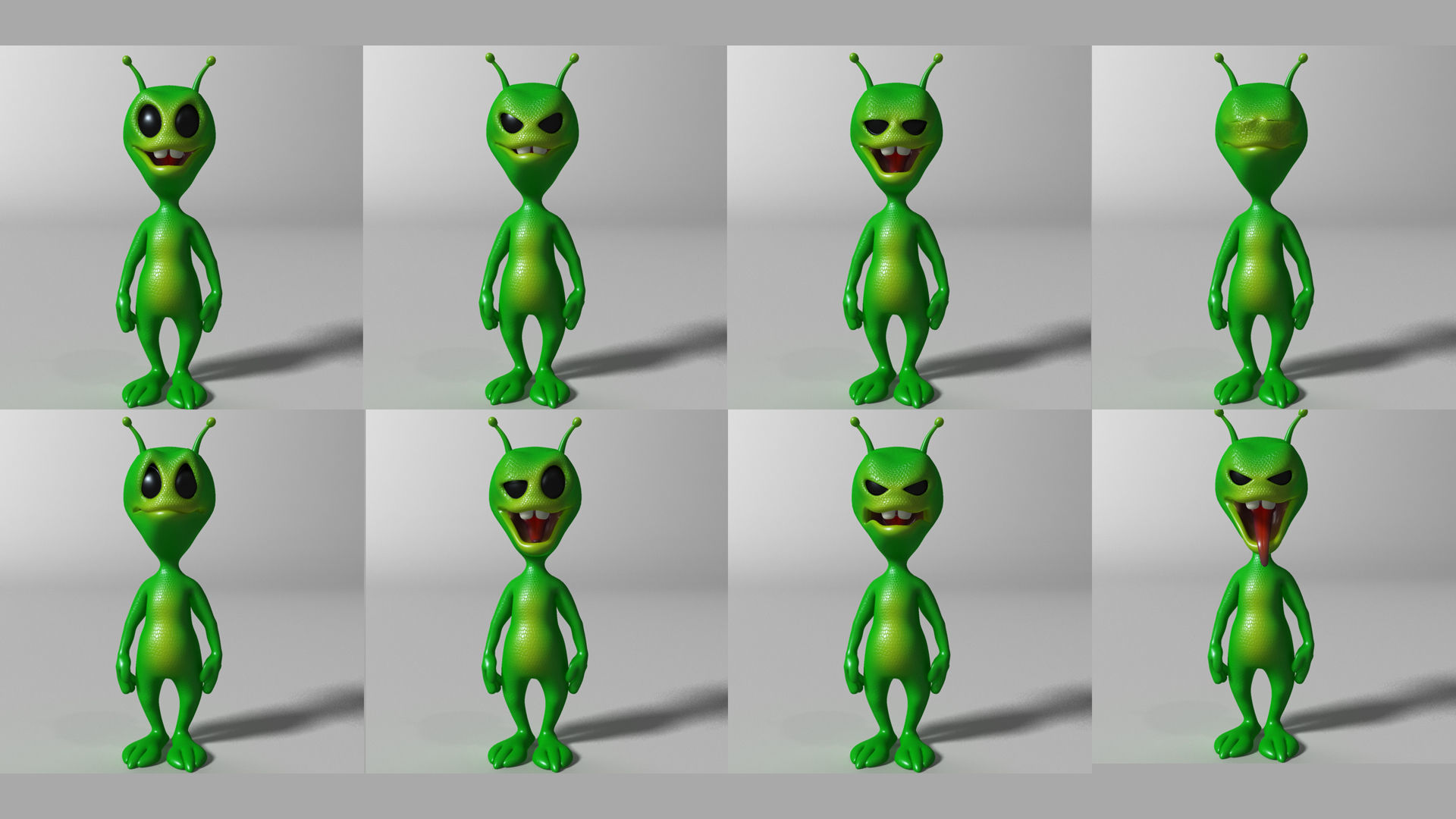 Cartoon alien RIGGED Low-poly 3D model_8
