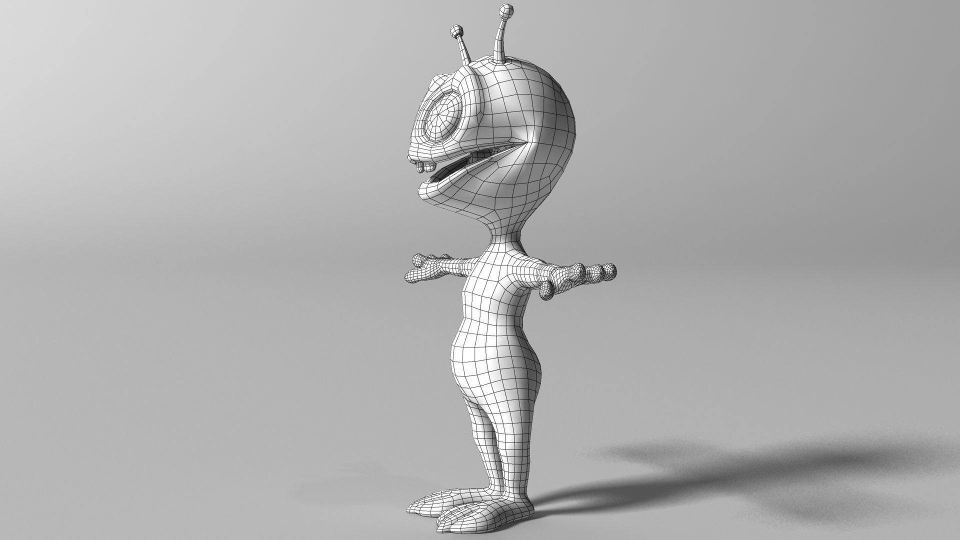 Cartoon alien RIGGED Low-poly 3D model_6