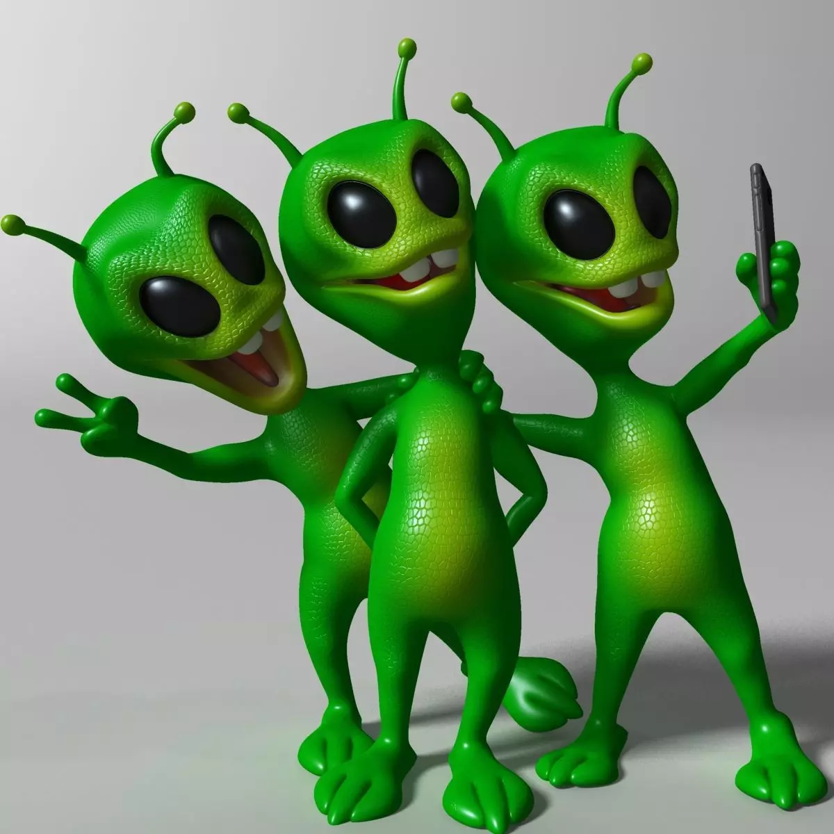 Cartoon alien RIGGED Low-poly 3D model_0