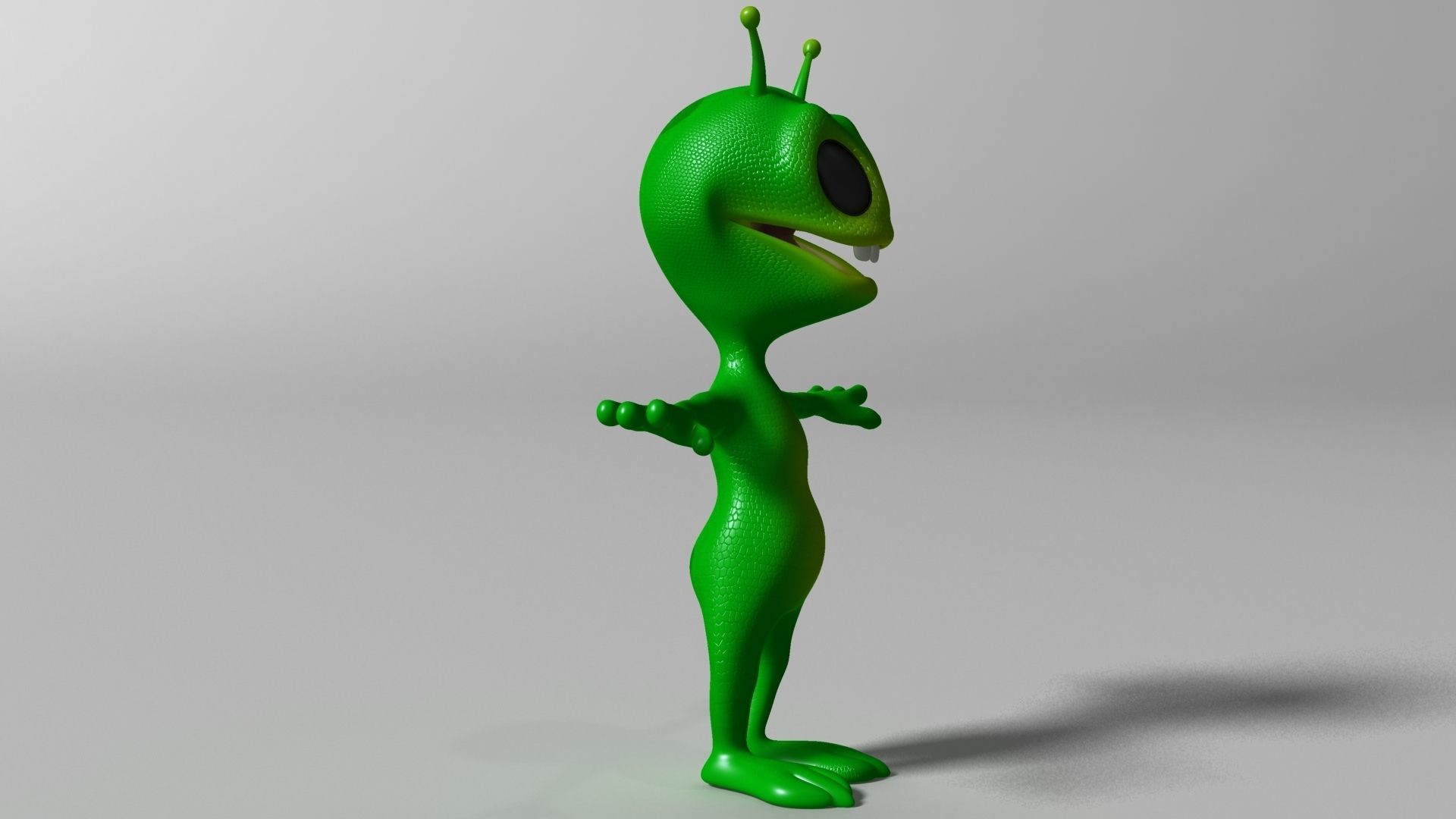 Cartoon alien RIGGED Low-poly 3D model_2