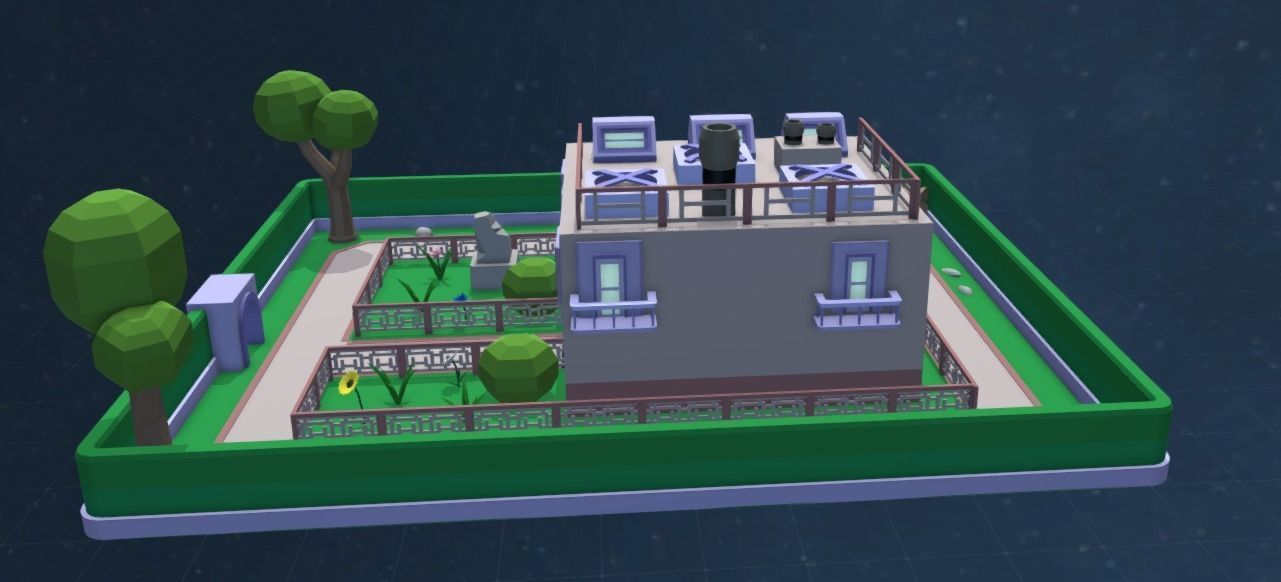 house with territory in the style of low poly  3D model_2