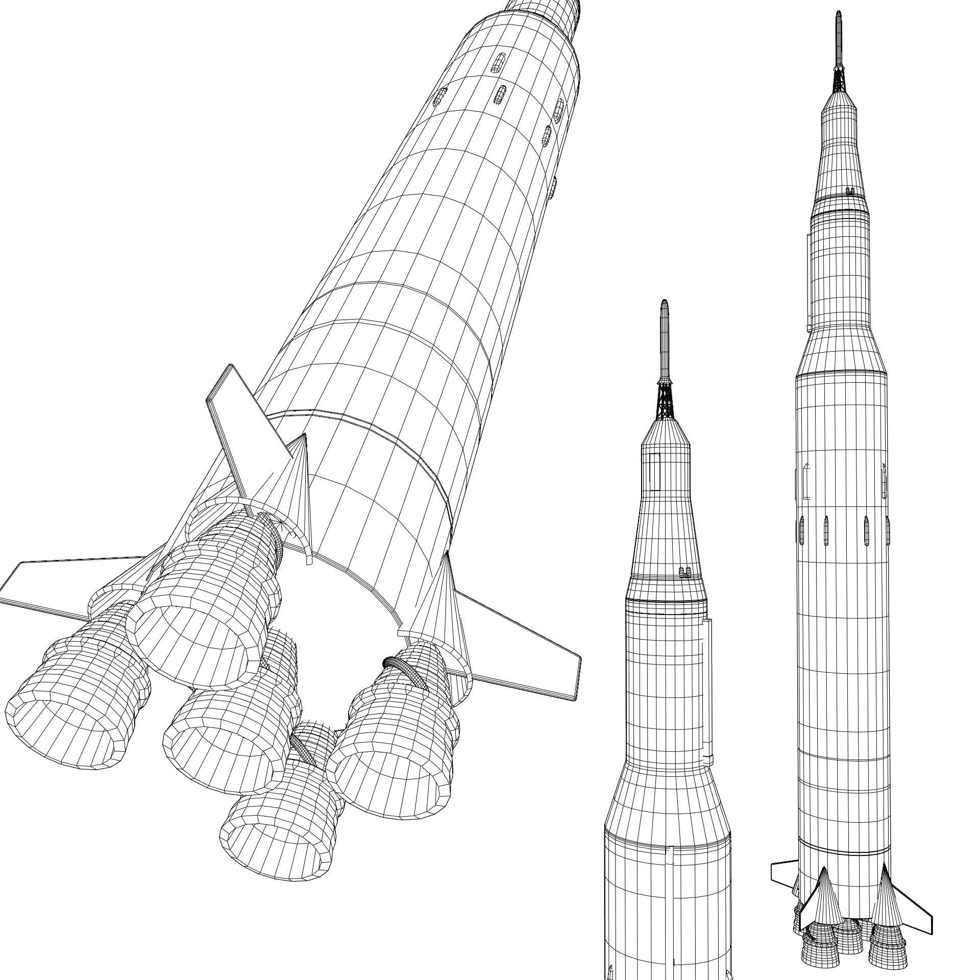 Saturn V rocket Low-poly 3D model_1
