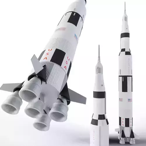 Saturn V rocket Low-poly 3D model