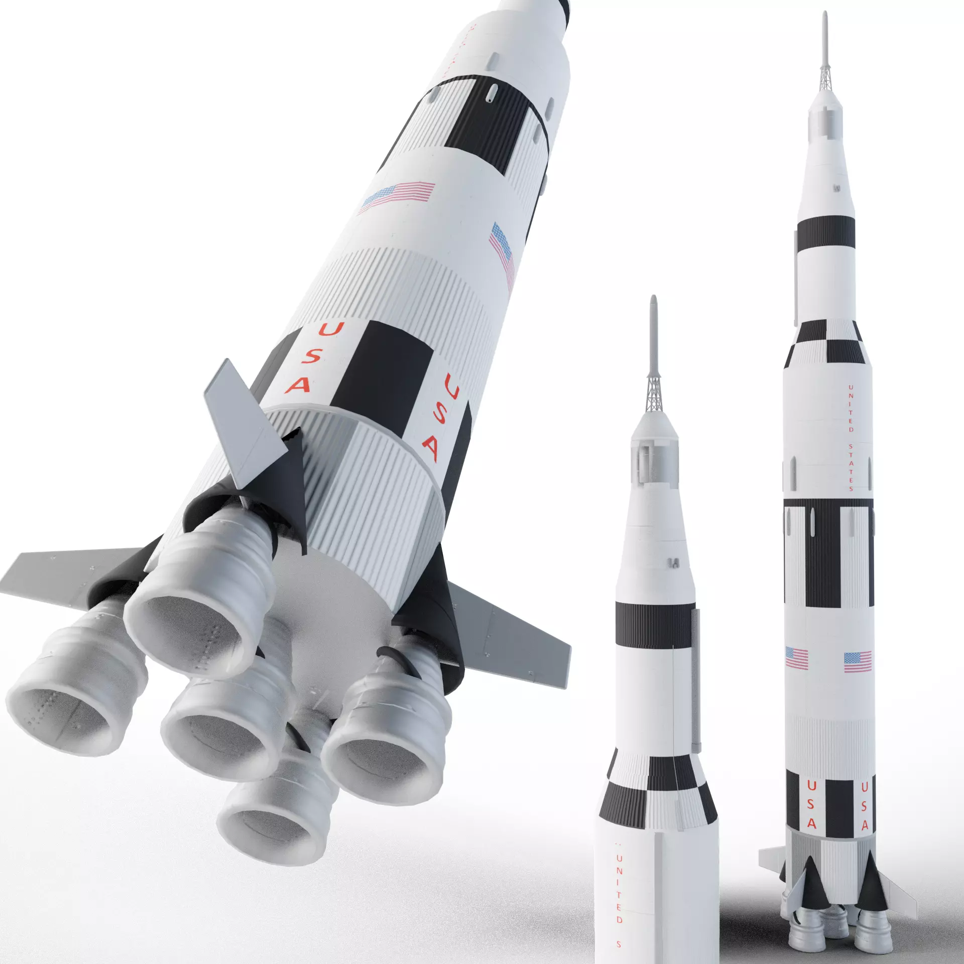 Saturn V rocket Low-poly 3D model_0