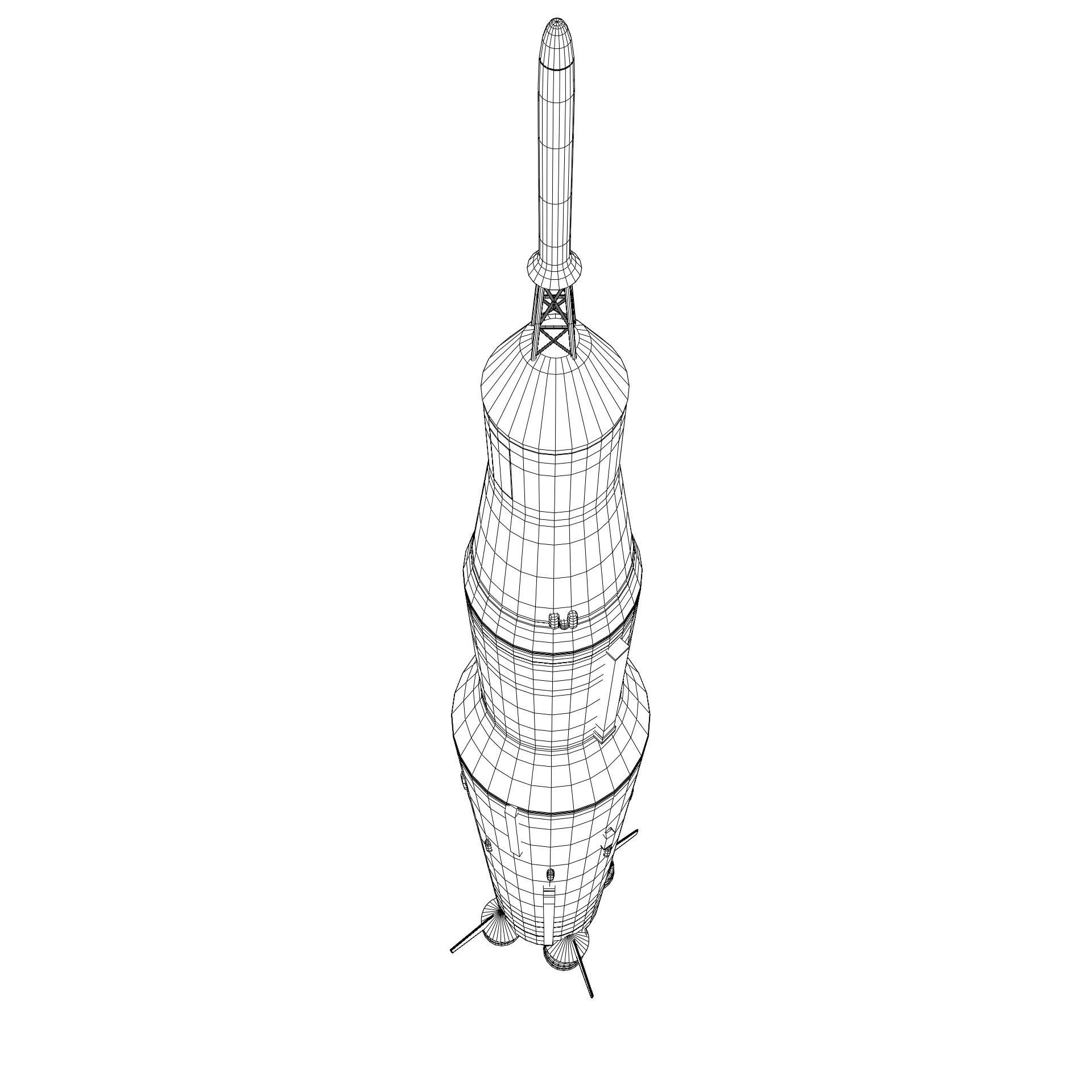 Saturn V rocket Low-poly 3D model_3