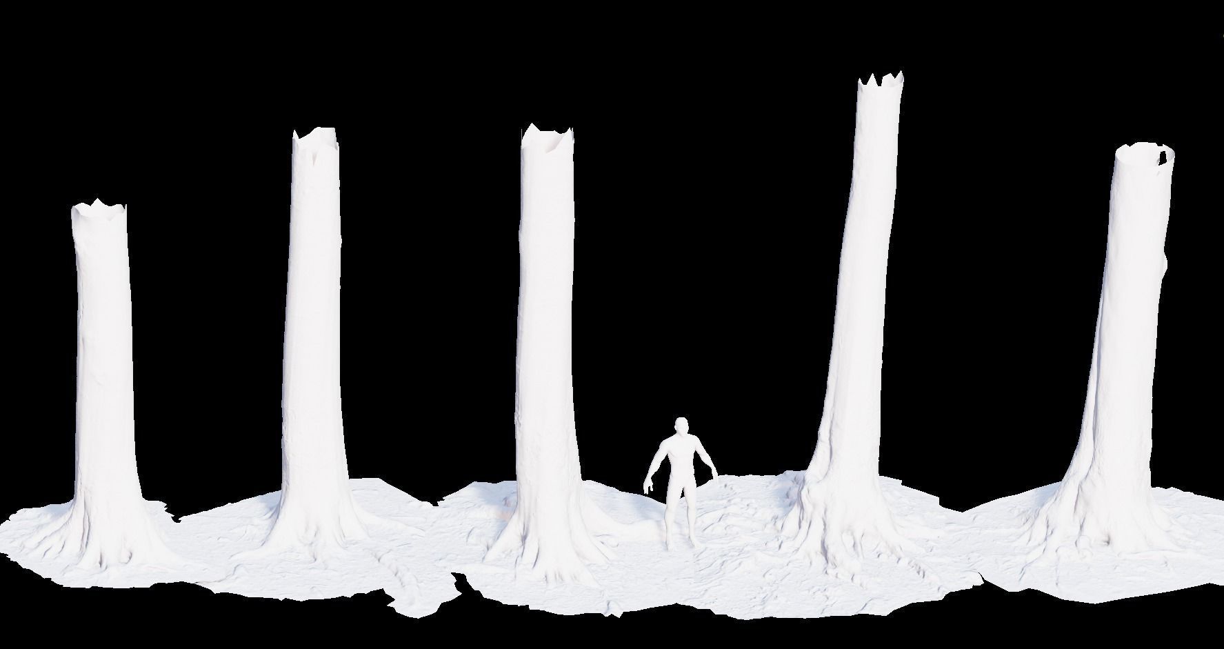 PBR Beech Tree Dead Trunk Collection Realistic Scan Low-poly 3D model_2