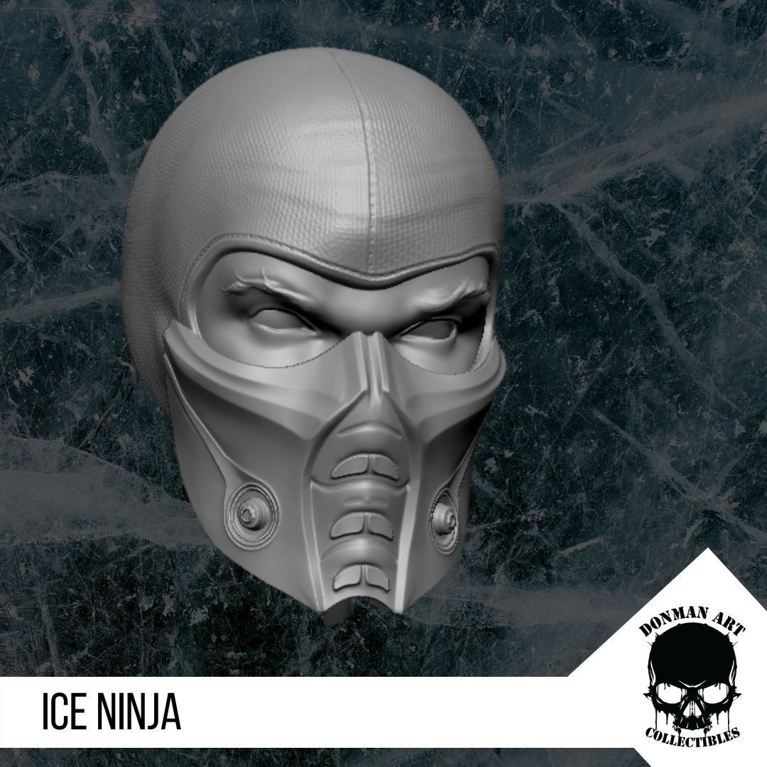 The Ice Ninja Head for 6 inch action figures 3D print model_13