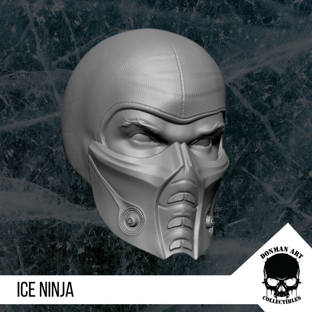The Ice Ninja Head for 6 inch action figures 3D print model_7