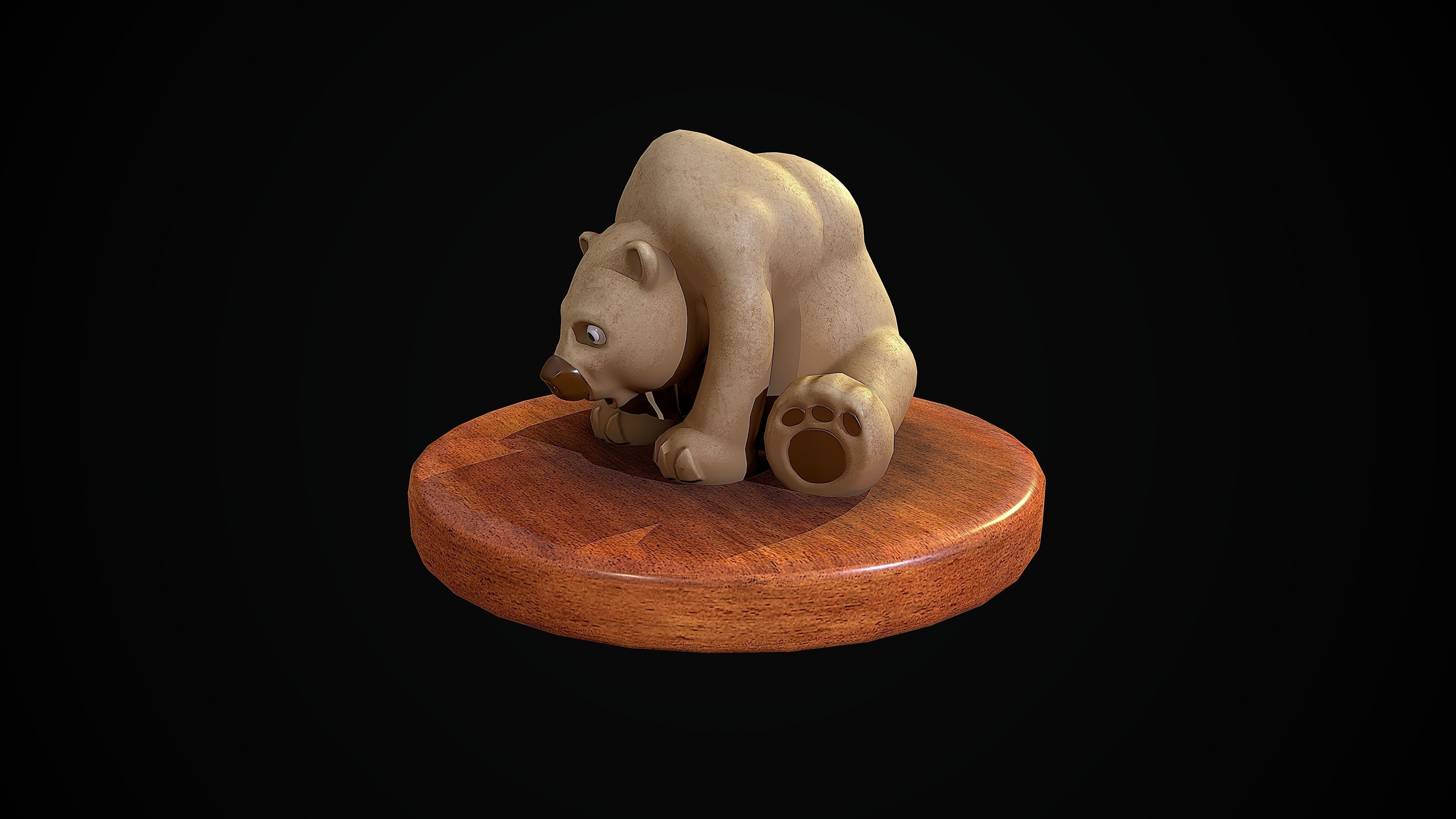 Bear statuette Low-poly 3D model_2