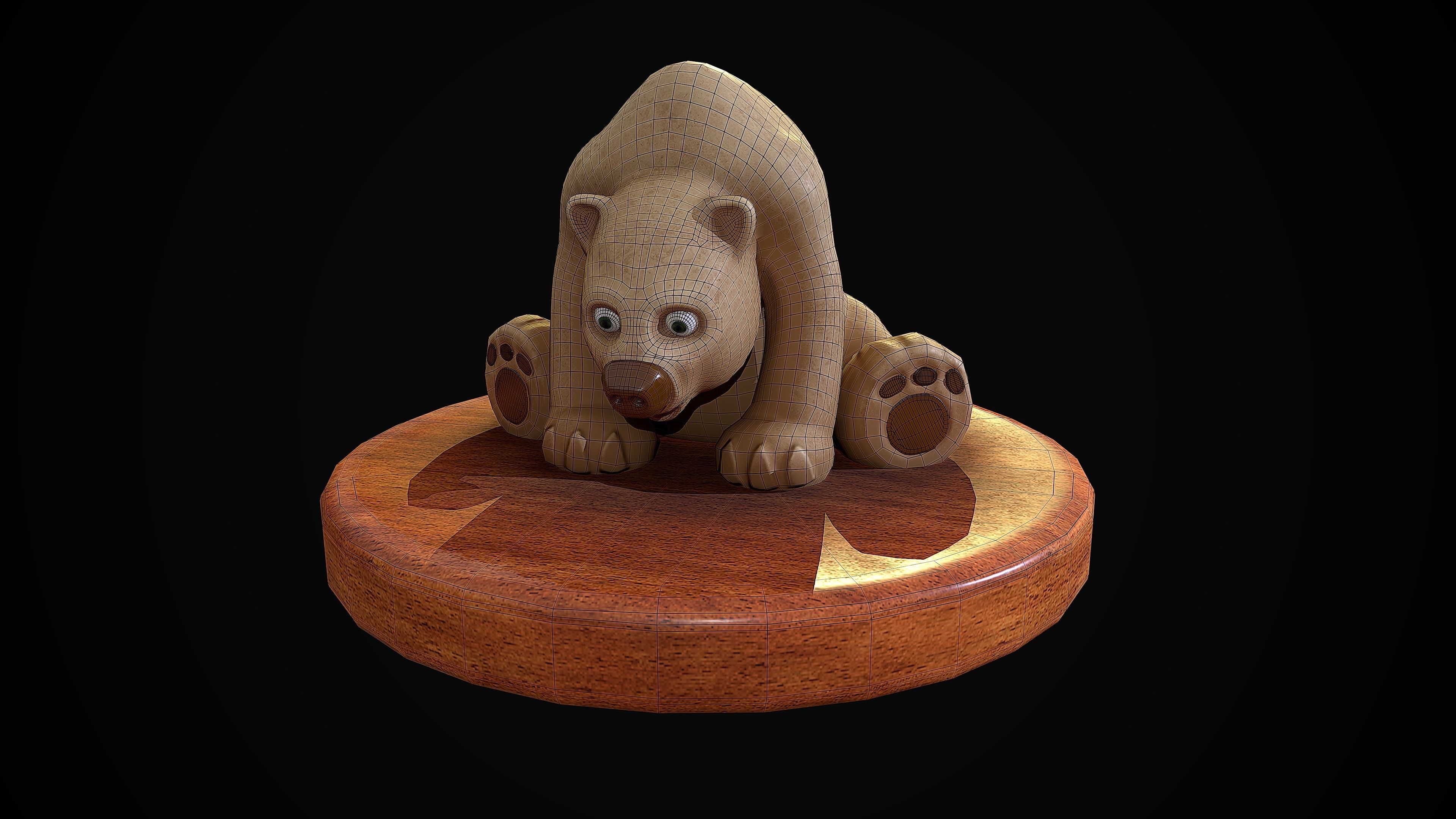 Bear statuette Low-poly 3D model_6