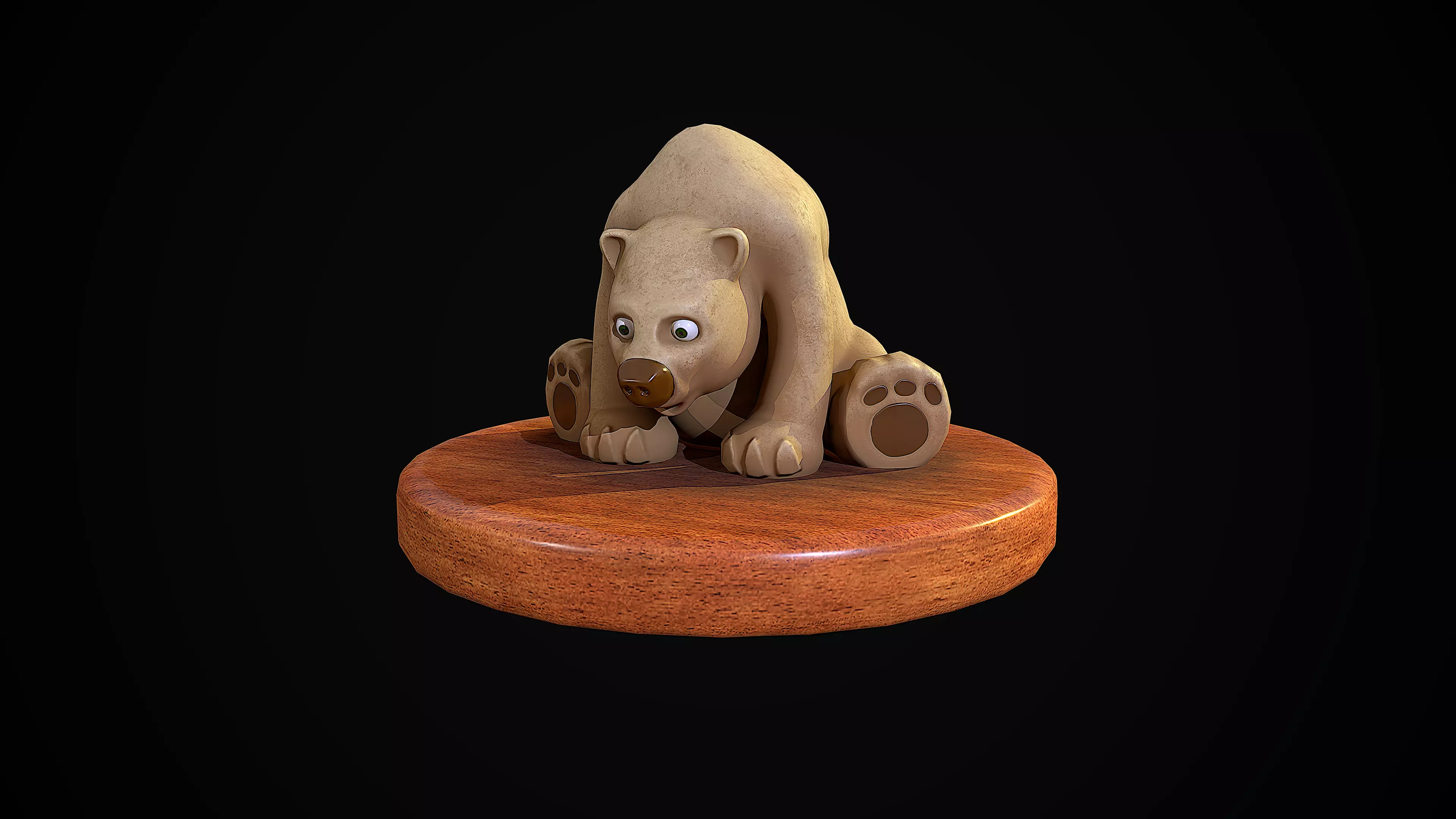 Bear statuette Low-poly 3D model_0