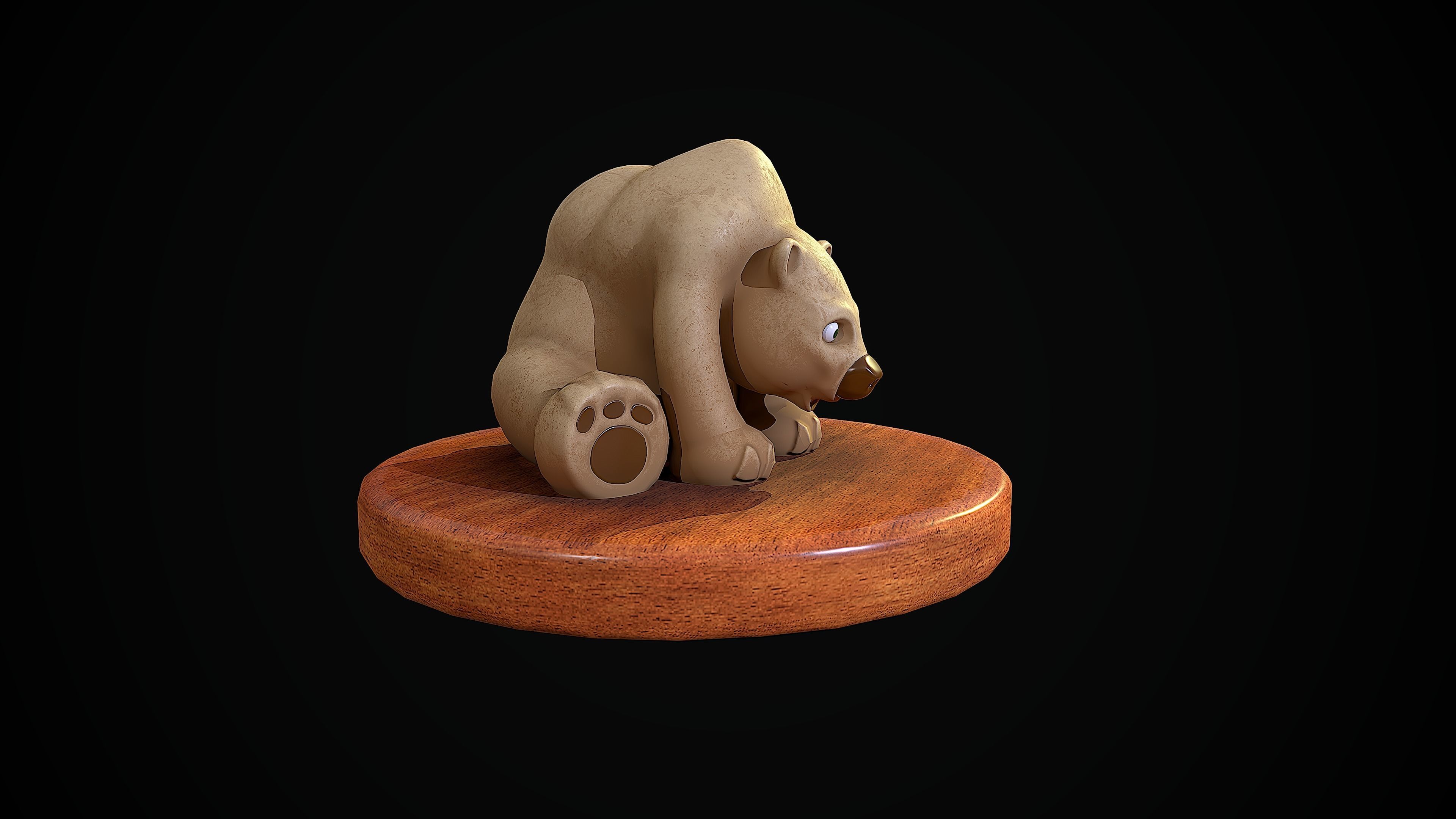 Bear statuette Low-poly 3D model_1