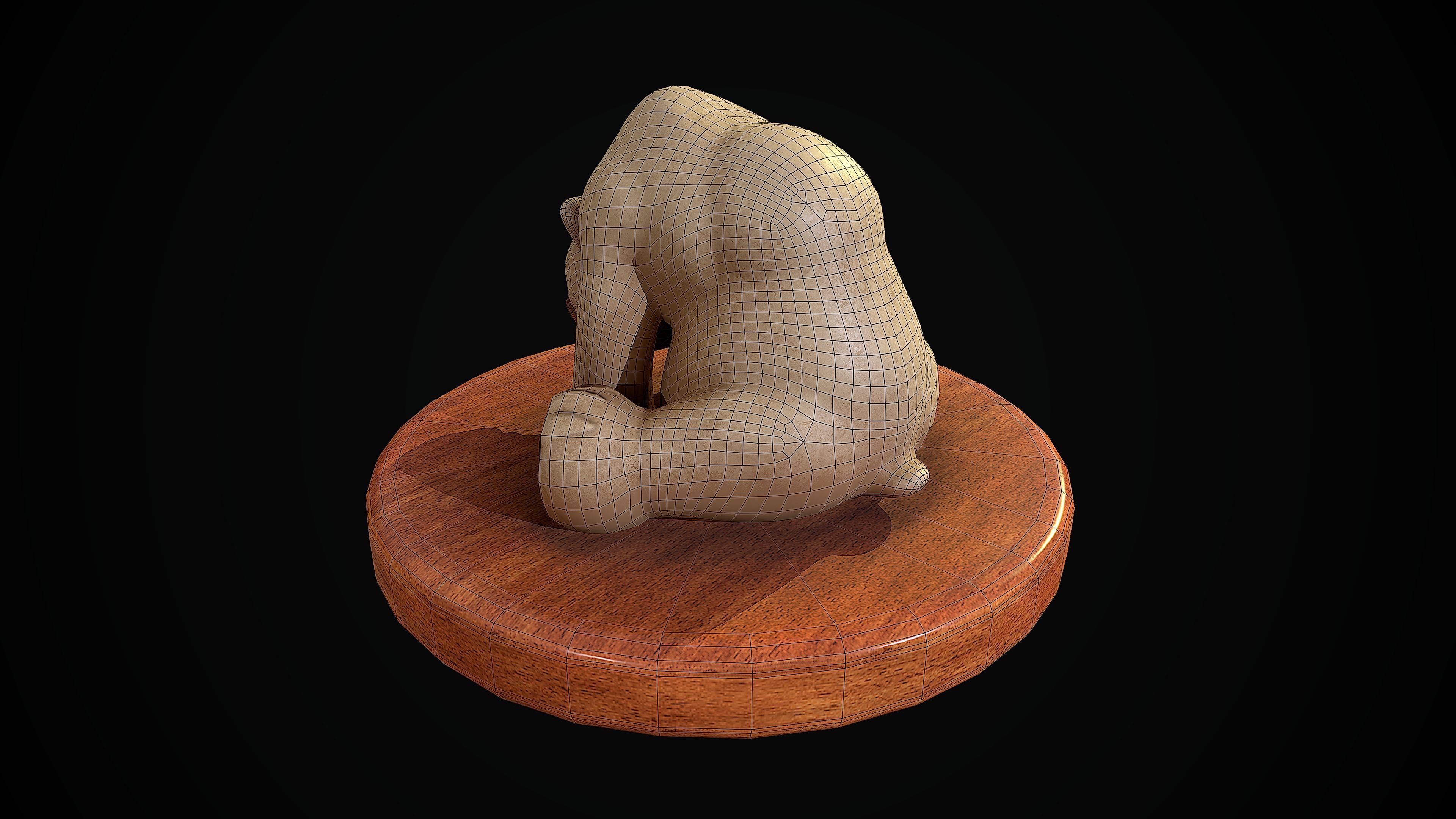 Bear statuette Low-poly 3D model_5