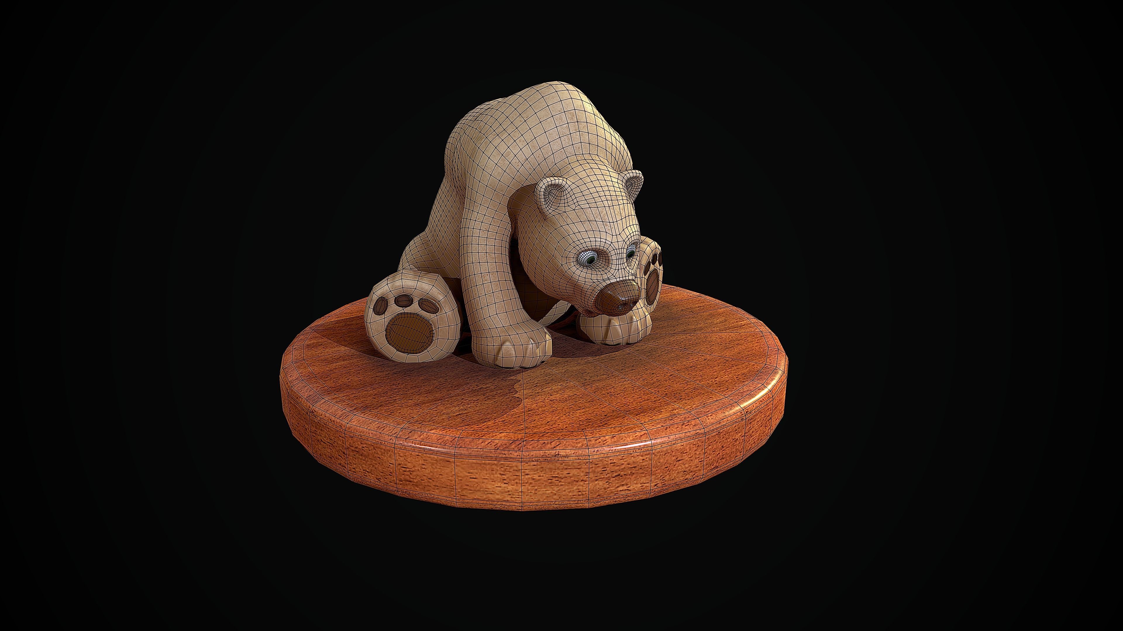 Bear statuette Low-poly 3D model_4