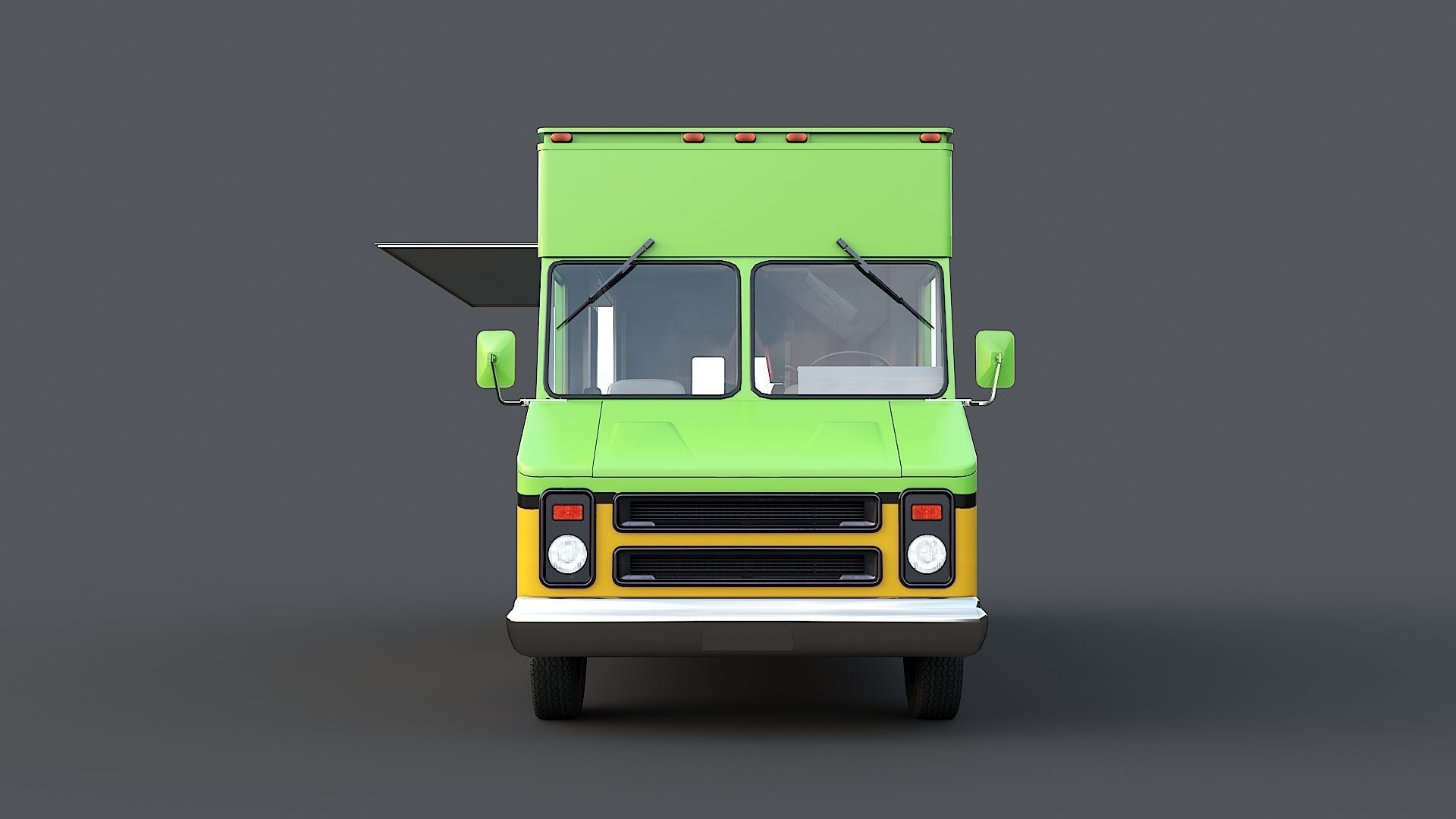 Food truck step van Low-poly 3D model_2
