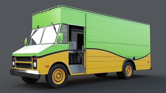 Food truck step van Low-poly 3D model 4