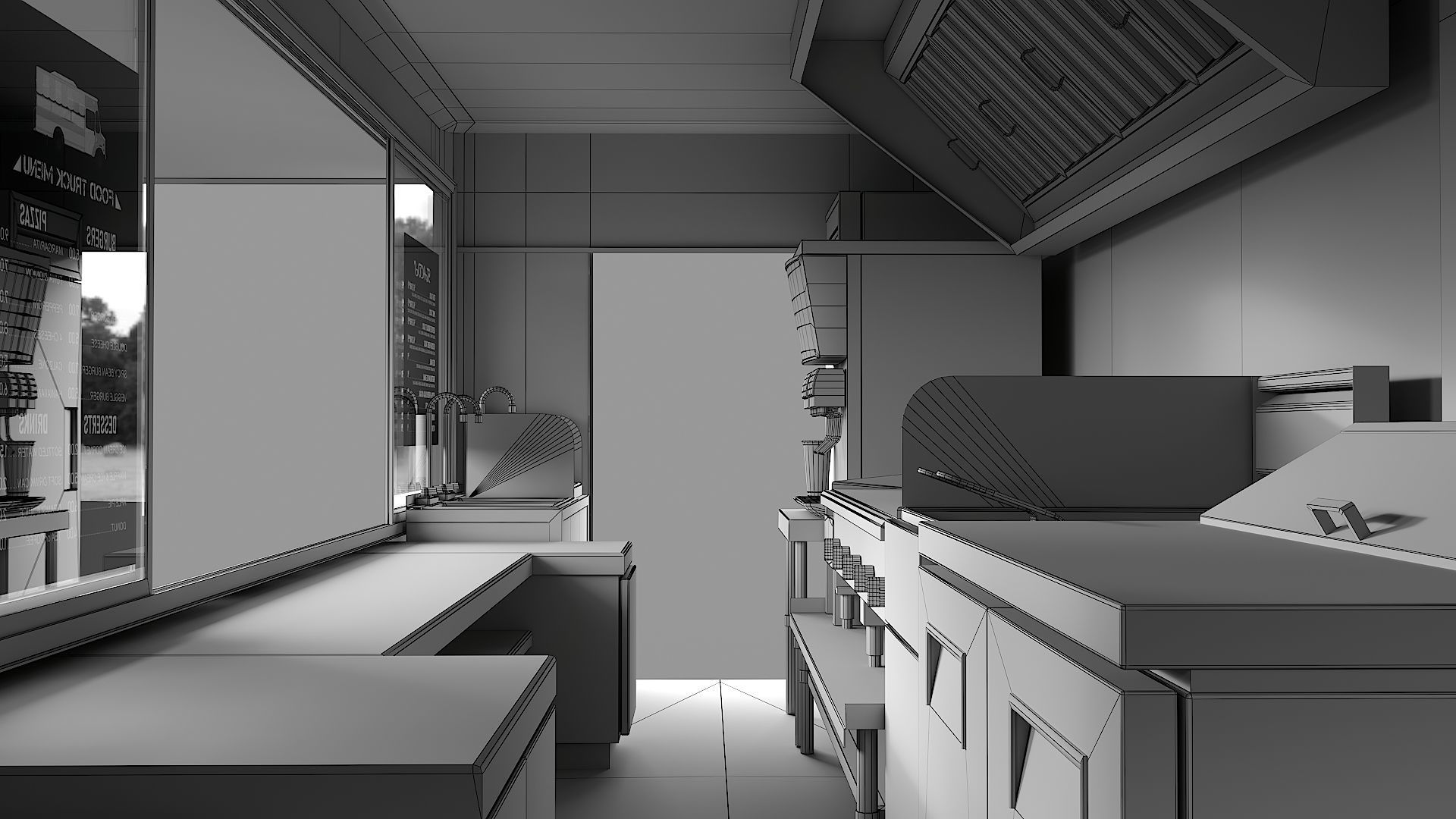 Food truck step van Low-poly 3D model_26