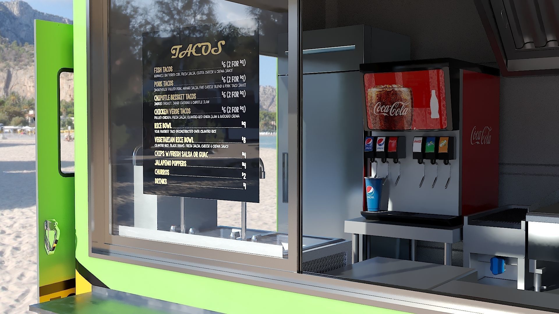 Food truck step van Low-poly 3D model_14