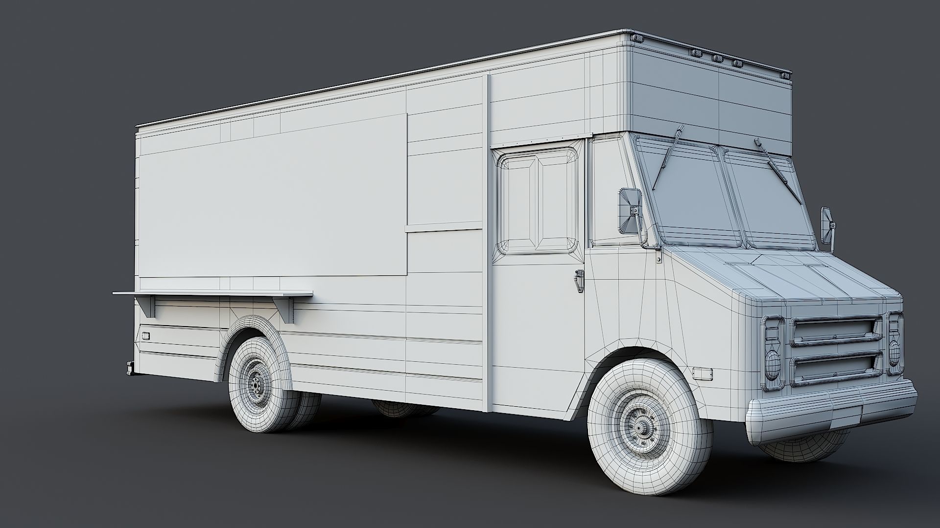 Food truck step van Low-poly 3D model_19