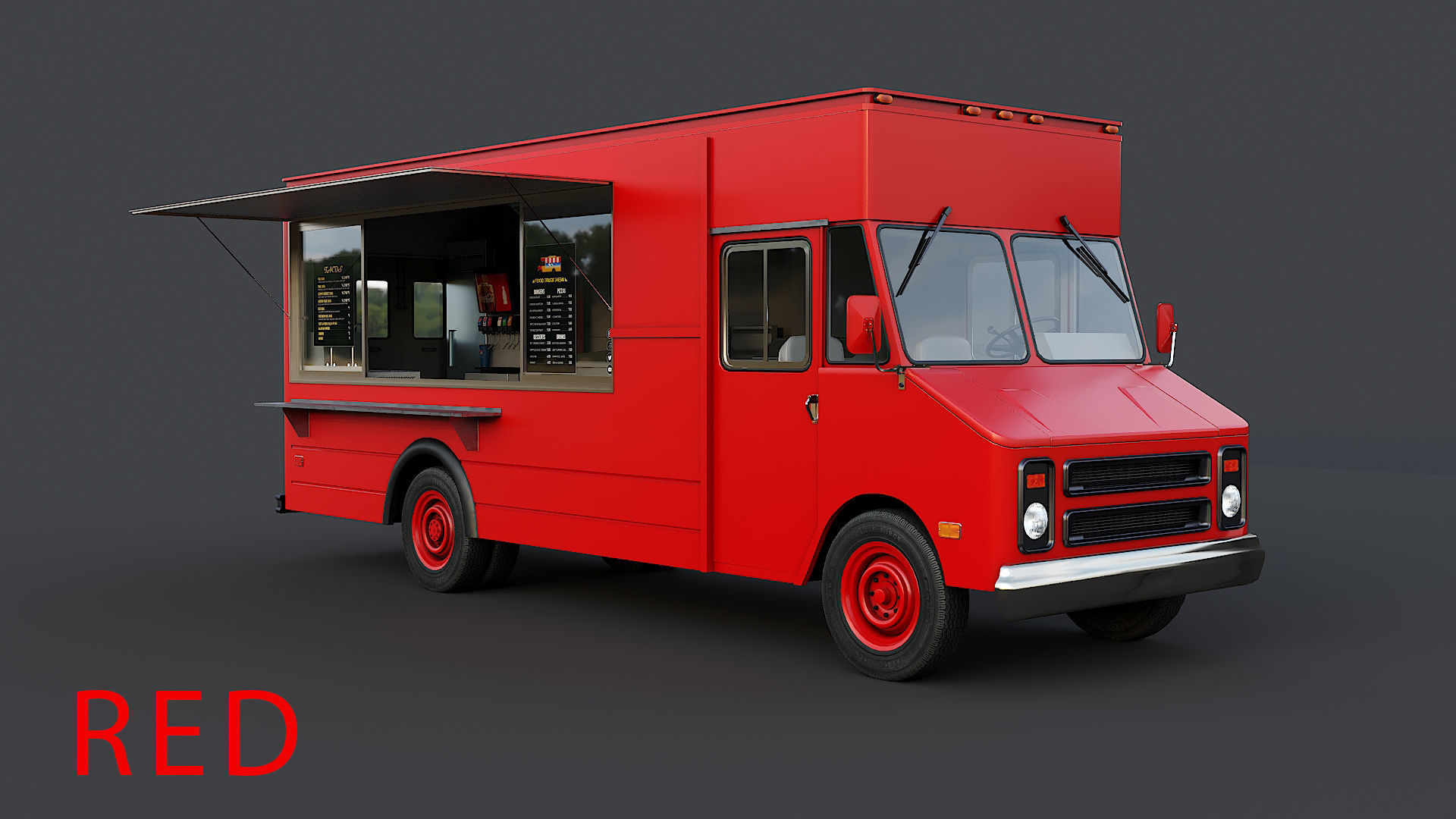 Food truck step van Low-poly 3D model_17