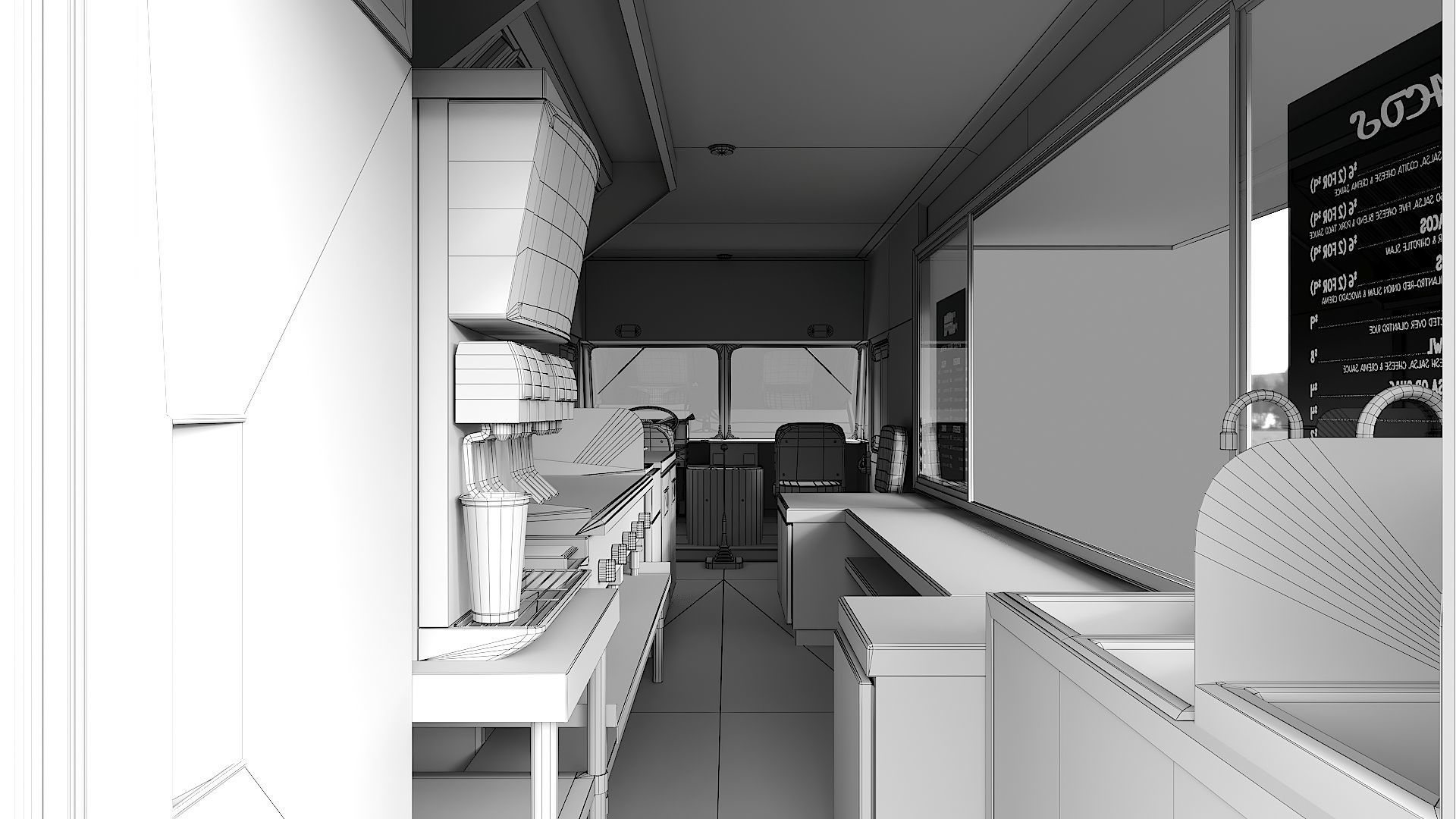 Food truck step van Low-poly 3D model_25