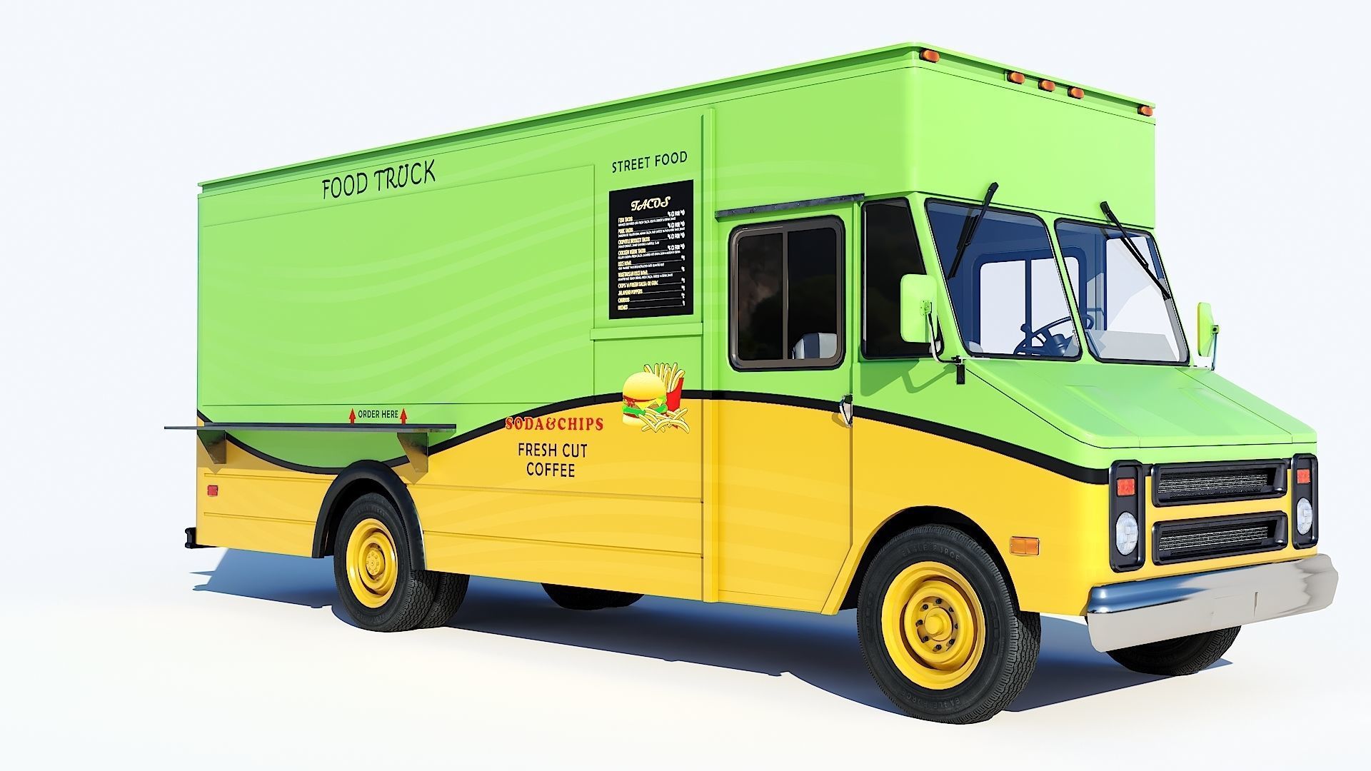 Food truck step van Low-poly 3D model_1