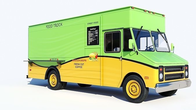 Food truck step van Low-poly 3D model 2
