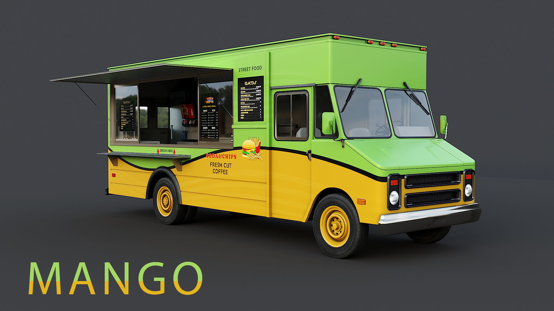 Food truck step van Low-poly 3D model_15