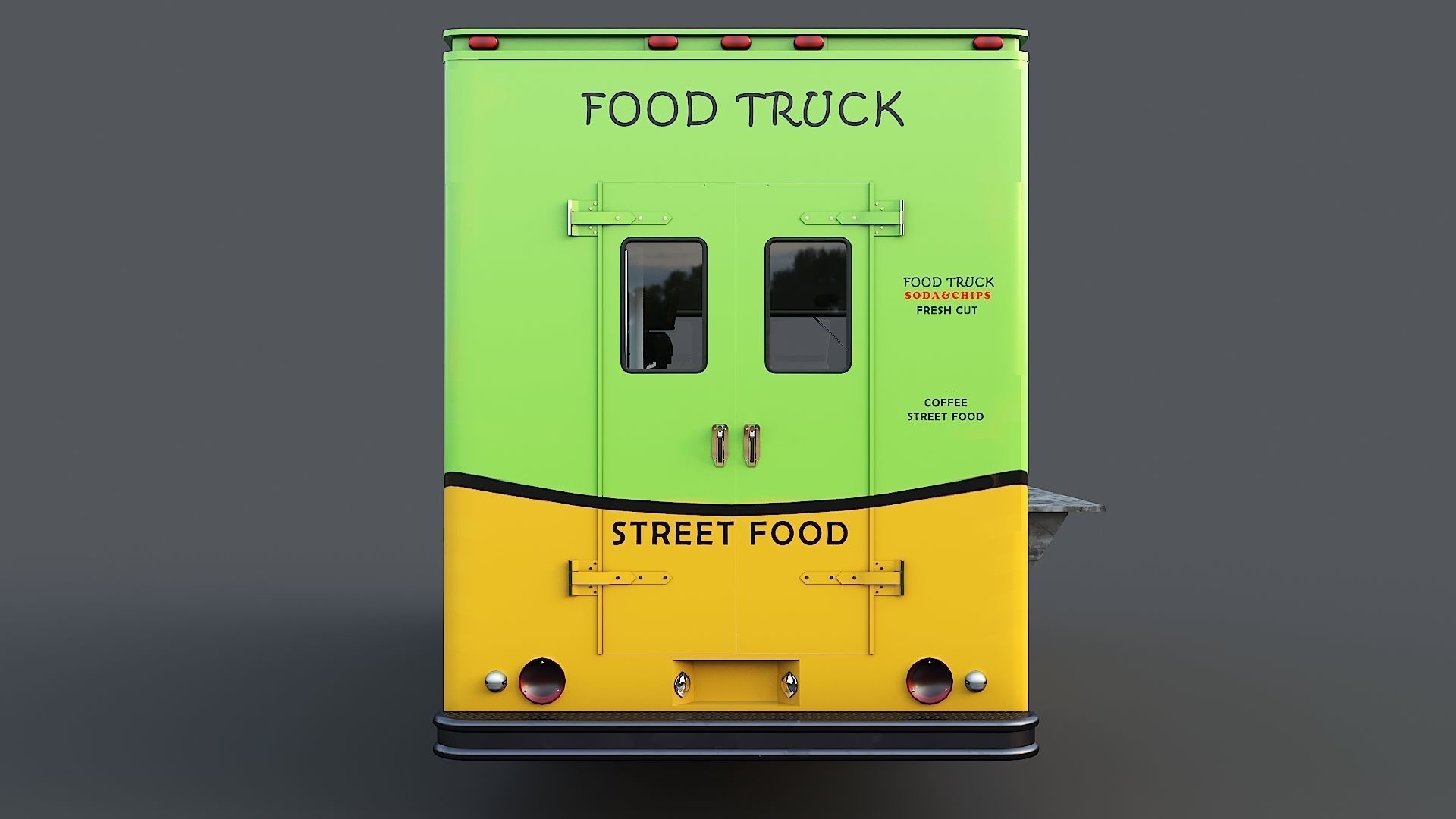 Food truck step van Low-poly 3D model_5