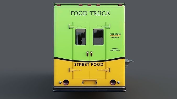Food truck step van Low-poly 3D model 6