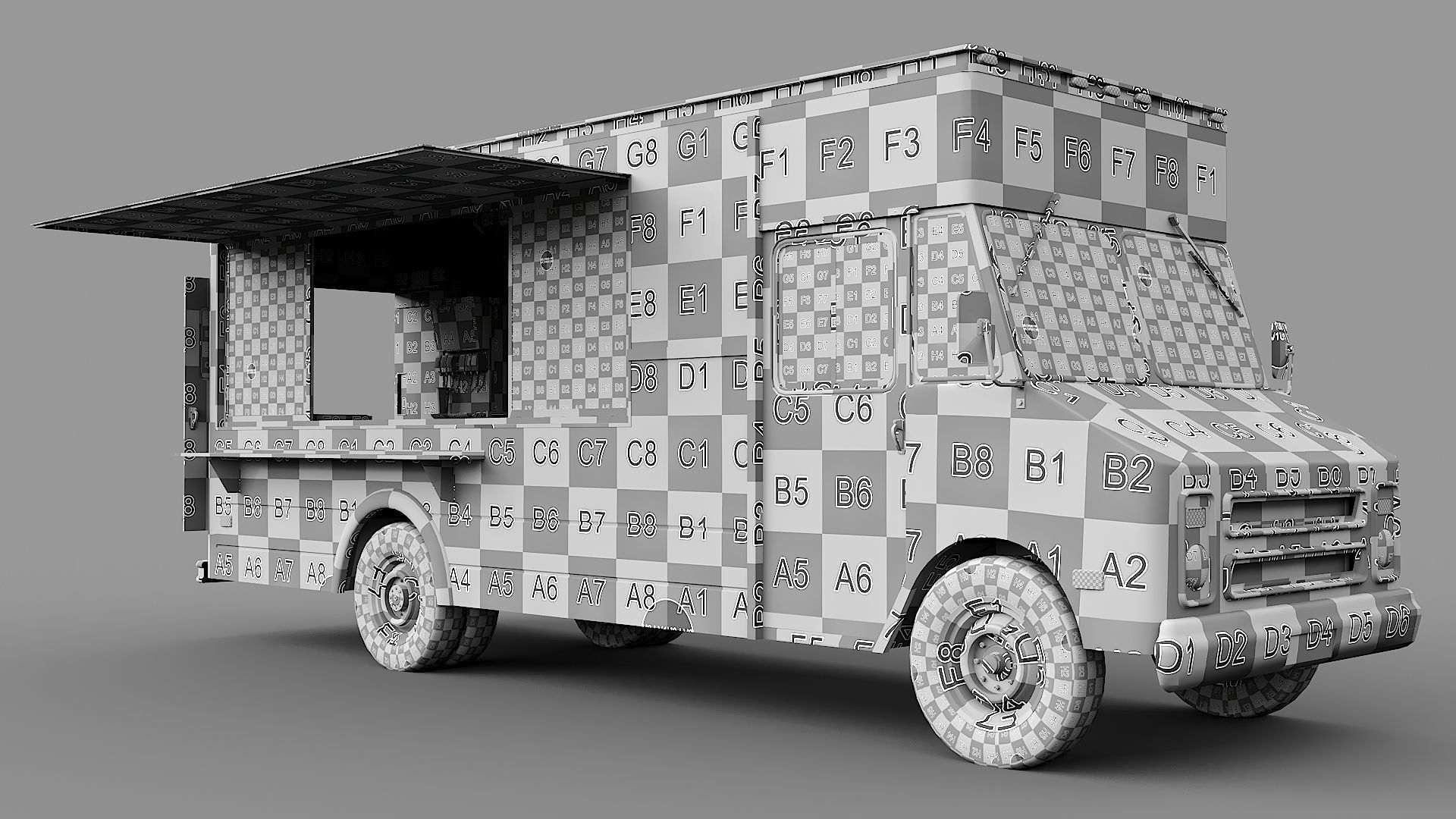 Food truck step van Low-poly 3D model_28