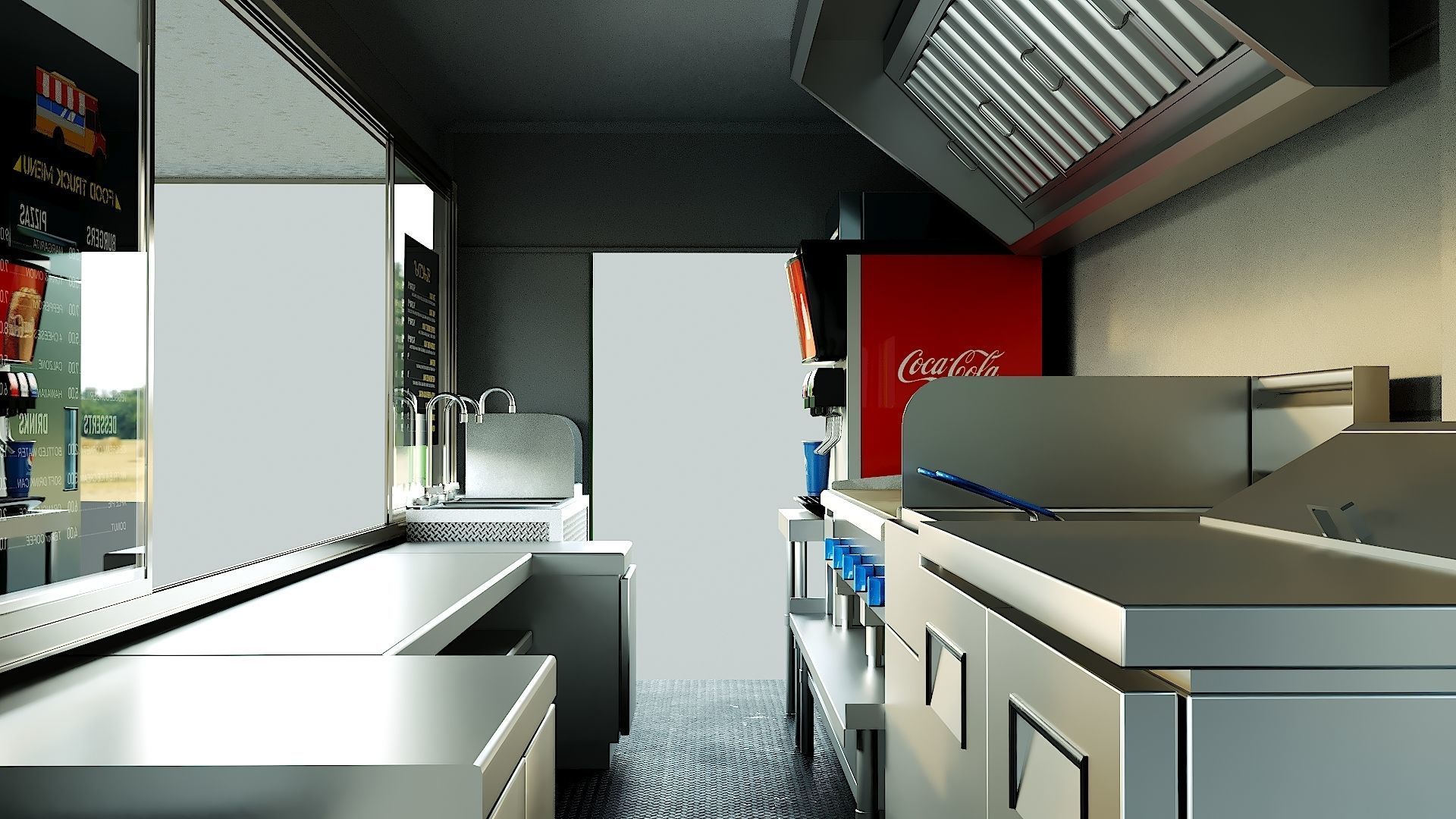 Food truck step van Low-poly 3D model_11