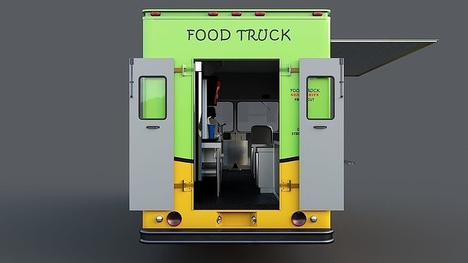 Food truck step van Low-poly 3D model 7