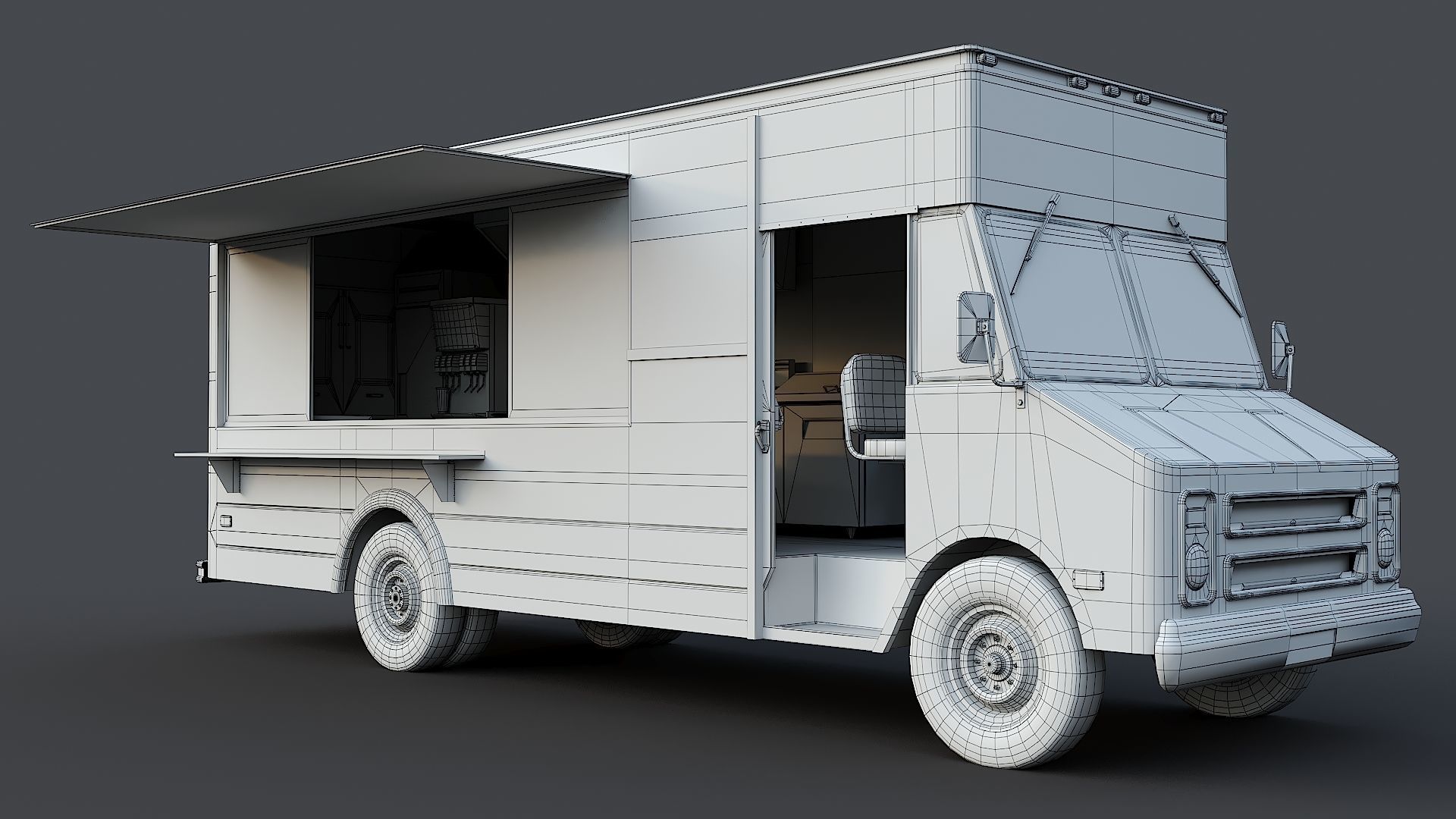 Food truck step van Low-poly 3D model_20