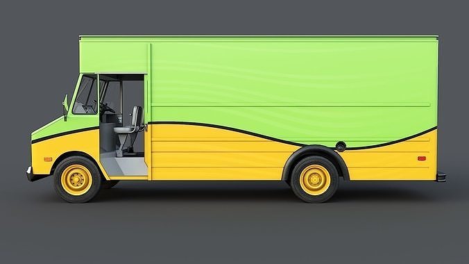 Food truck step van Low-poly 3D model 5