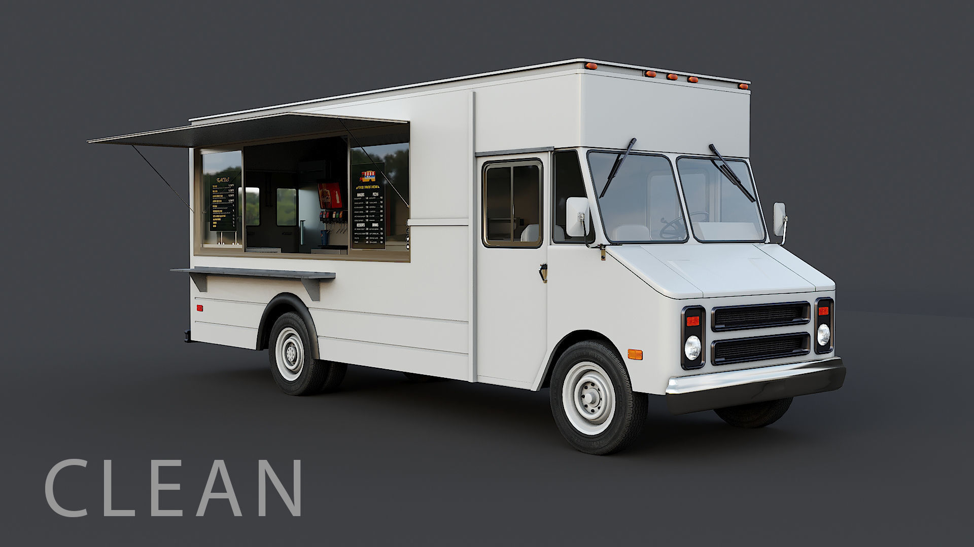 Food truck step van Low-poly 3D model_16