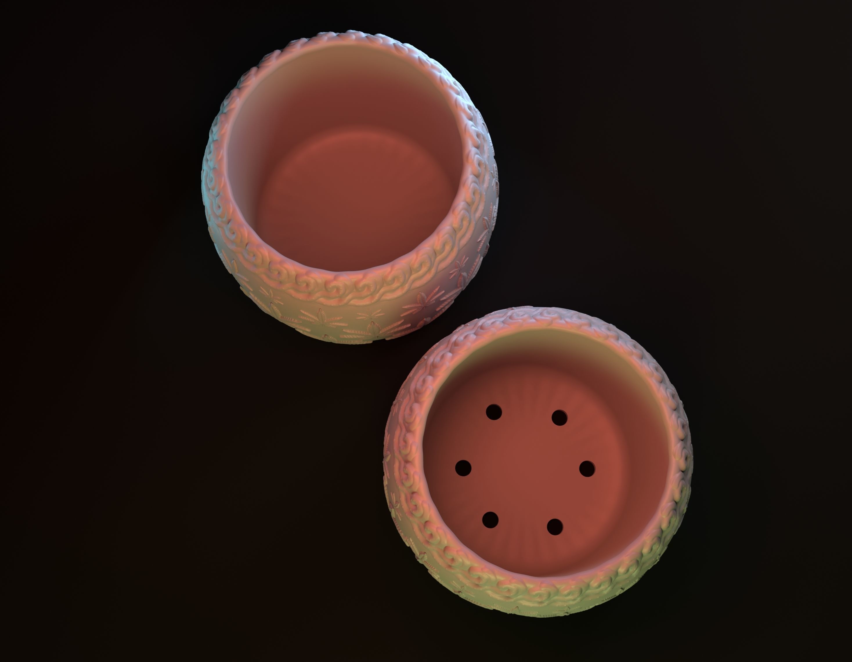 Pot with marijuana leaf decoration intended for 3D printing 3D print model_4