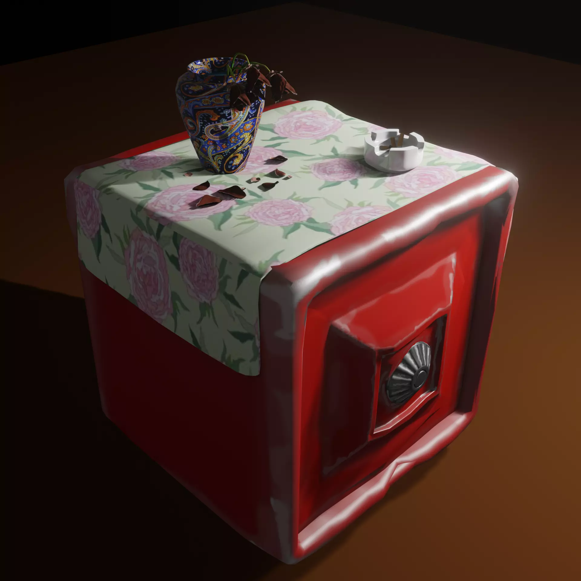 Safe and vase and ashetray 3D model_0