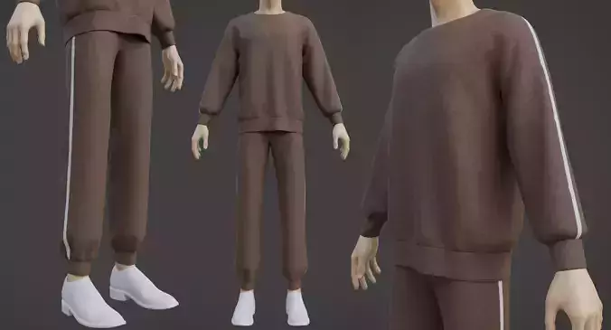Male Tracksuit - Sweater and Joggers Trackset outfit  3D model