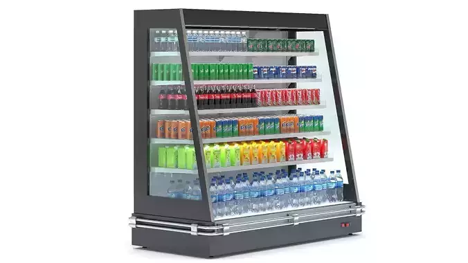 Refrigerated Display Case with Drinks 3D model