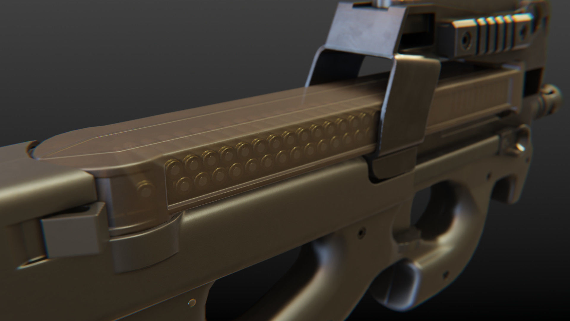 FN P90 Submachine Gun Low-poly 3D model_5